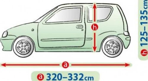 320-332 cm Mobile Garage car cover - S2 hatchback